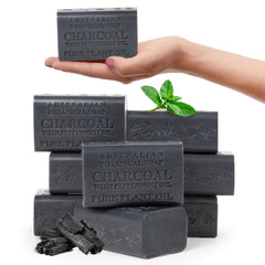 Australian Botanical Soap front packaging showing eight charcoal bars and clear product benefit