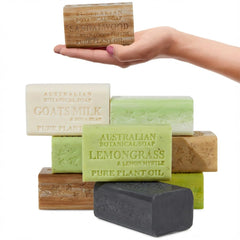 Australian Botanical Soap front packaging showing eight bars and clear branding for gifting