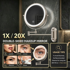 Auxmir 20X close-up reflection revealing eyebrow detail for flawless shaping and precision