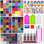 Auxnki front package showing full rhinestone kit and included tools for convenience