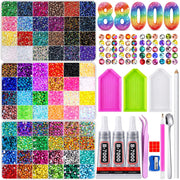 Auxnki front packaging showing full rhinestone kit and included tools for easy crafting