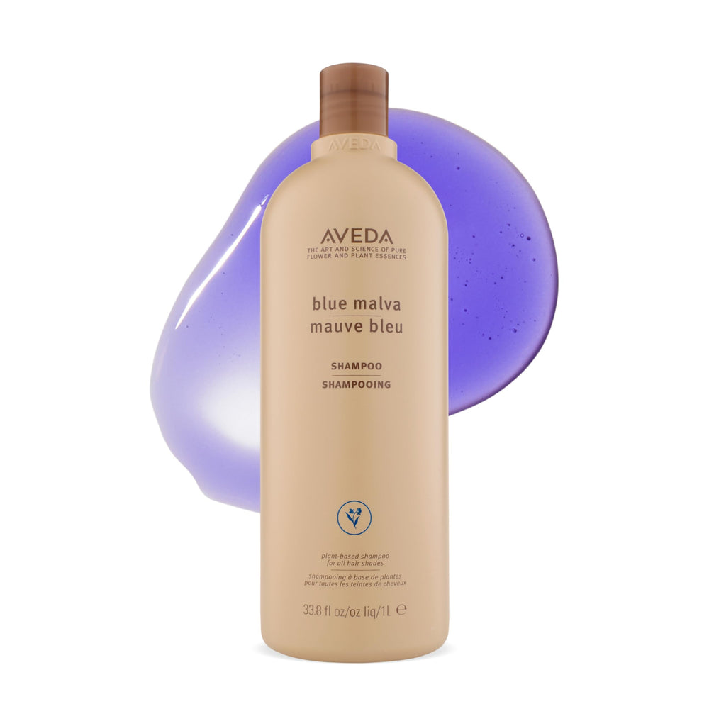 AVEDA blue malva shampoo bottle front view showing label and benefit