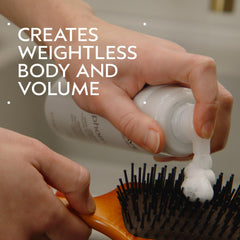 AVEDA foam texture close-up showing airy mousse and lightweight hold