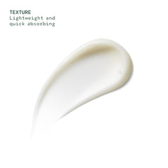 AVEDA closeup of lotion texture showing lightweight, silky finish and quick absorption