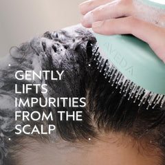 Aveda bristle close-up showing bi-level filaments and rounded tips for gentle exfoliation