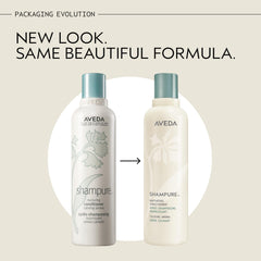 AVEDA Shampure back label with ingredients and gentle-care benefit