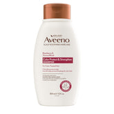Aveeno front packaging showing blackberry quinoa shampoo benefits
