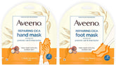 Aveeno front packaging showing hand and foot mask benefits