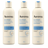 Aveeno three-bottle front packaging showing product and size for convenient stocking