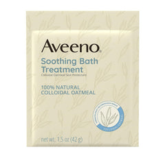 Aveeno individual bath packet close-up highlighting convenience