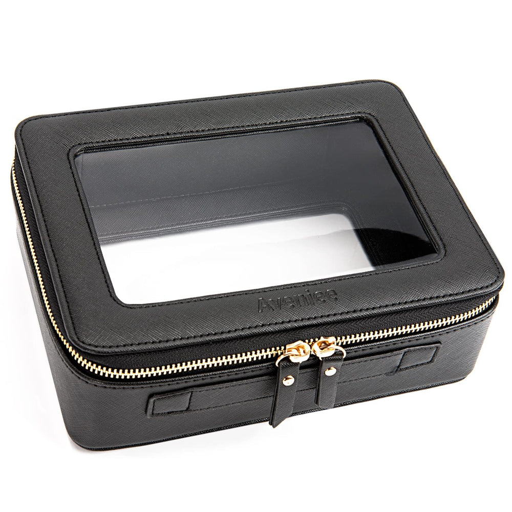 Aveniee front view of black pouch showing neat design and visibility benefit