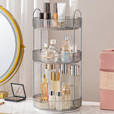 Aveniee front view of clear rotating organizer showing neat storage benefit