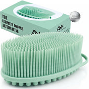 Avilana front view of silver-edition scrubber showing green-silver color and clean design benefit