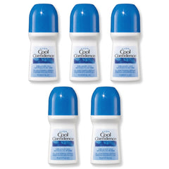 AVON roll-on front packaging showing five travel-size bottles and scent benefit
