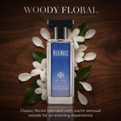 AVON Night Magic label detail revealing brand and classic perfume authenticity benefit