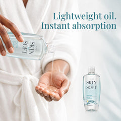 AVON Skin So Soft oil spread on skin, shows quick absorption and smooth finish
