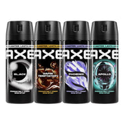 AXE front packaging showing all four cans for quick scent choice and convenience