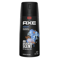 AXE Anarchy front can showing label and bold scent benefit