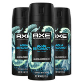 AXE Aqua Bergamot front packaging showing fresh scent and 3-count value