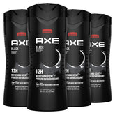 AXE Black front packaging showing four 16 oz bottles and scent name for easy identification