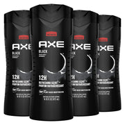 AXE Black front packaging showing four 16 oz bottles and scent name for easy identification