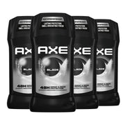 AXE Black front packaging shows clean design and durable four-pack convenience
