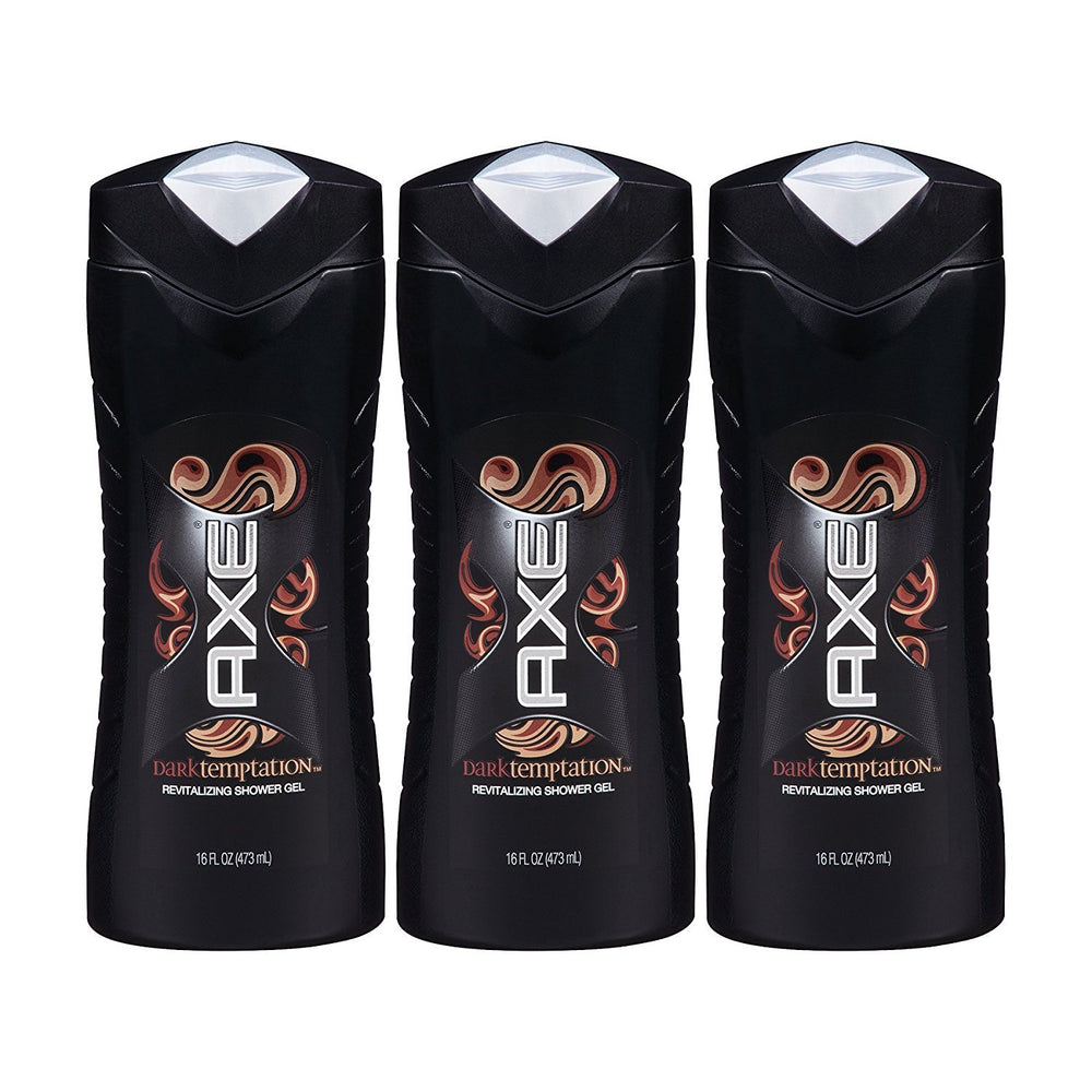 AXE bottle front view showing Dark Temptation scent and easy-grip for confident freshness