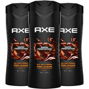 AXE Dark Temptation front packaging showing bottle and label with refreshing scent benefit