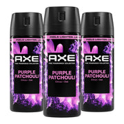 AXE Purple Patchouli front packaging showing scent and can benefit
