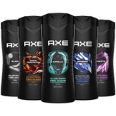 AXE variety pack front view showing five 3-in-1 bottles and clear benefit of choice