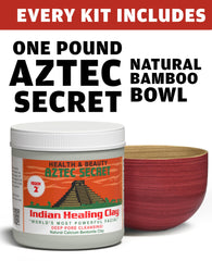 Aztec Secret clay powder closeup texture highlighting fine calcium bentonite purity