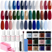 AzureBeauty front packaging showing complete 31-piece dip powder kit benefits