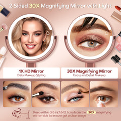 B Beauty Planet close-up of 30X magnifying surface revealing skin detail for grooming