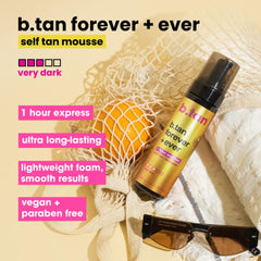 b.tan application on arm being blended with mitt for even bronzed finish