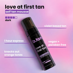 B.TAN arm before and after showing neutral no-orange bronze result