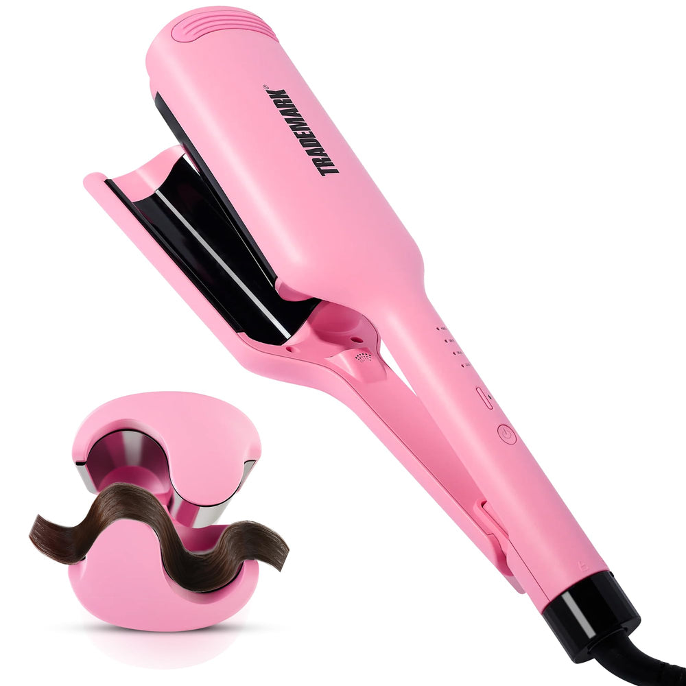 Babe Waves front view showing pink double barrel and sleek design for easy styling