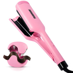 Babe Waves front view showing pink double barrel and sleek design for easy styling