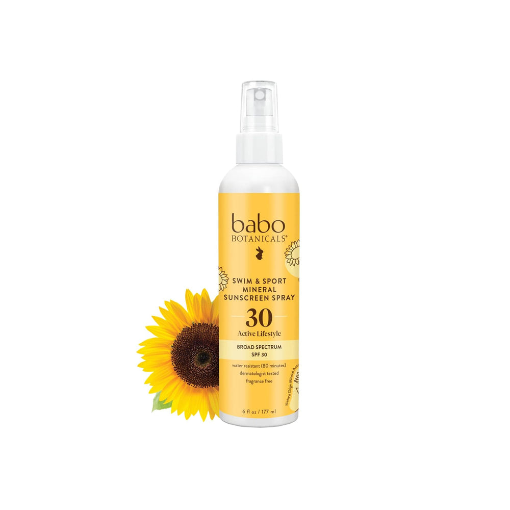 Babo Botanicals front packaging showing sunscreen bottle and label benefits