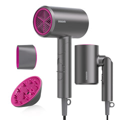 BABONIR front view of gray hair dryer showing compact design and fast drying benefit