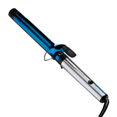 BaBylissPRO extended-barrel front view showing full iron and blue finish for faster styling