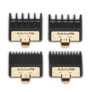 BaBylissPRO front view of four trimmer guards showing sizes and secure fit benefit