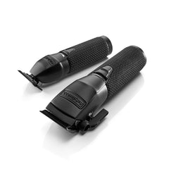 BaBylissPRO closeup of black DLC blades highlighting long-lasting sharpness and precision
