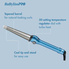 BaBylissPRO tapered tip detail showing cone shape for varied curl sizes and versatility