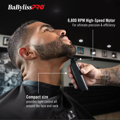 BaBylissPRO trimmer T-blade detail showing sharp teeth for crisp lines and fine detailing