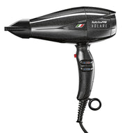 BaBylissPRO Volare V1 front view showing sleek black body and nozzle for fast drying
