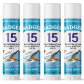 Badger front packaging 4-pack showing compact reef-safe lip protection