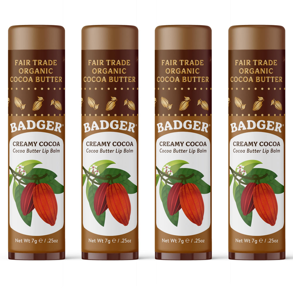 Badger front packaging four-pack showing size and organic benefits