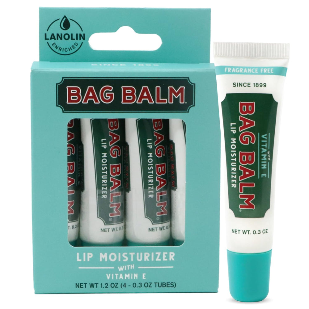 Bag Balm front tube view showing brand and compact size for easy carry