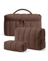 BAGSMART chocolate brown front packaging showing three puffy pouches, stylish storage