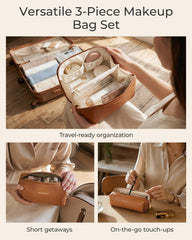BAGSMART medium pouch filled with brushes and compact showing organized storage